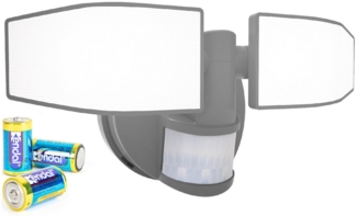 Northpoint LED Wandstrahler Bewegungsmelder 2 Fluter-Köpfe Schwenkbar Batterie 400L