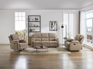 Vente-unique - Relaxsofa 3-Sitzer & Relaxsessel - Mikrofaser - Taupe - BRODY