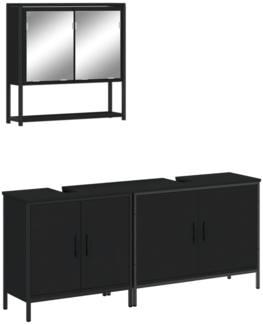 vidaXL 3-tlg. Badmöbel-Set Schwarz Holzwerkstoff 3214670