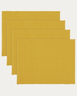 LINUM UNI Dekorative 4 set Tischsets für Esstisch 35x46 cm, 100% Gerippte Baumwolle, Maschinenwaschbar, Senfgelb