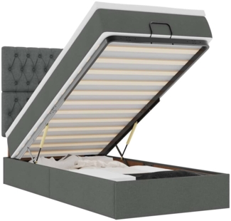 vidaXL Ottomane Bett mit Matratze & LEDs Dunkelgrau 90x200 cm Stoff 3314059
