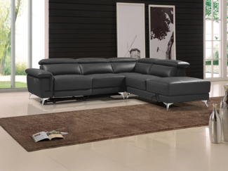 Relaxsofa Ecksofa Leder elektrisch PASCALINE - Anthrazit - Ecke Rechts