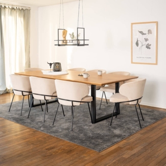 HOME DELUXE Essgruppe Eckig AVENCIA inkl. U-Fuß - 240 x 120 cm Light Oak 8 Stühle