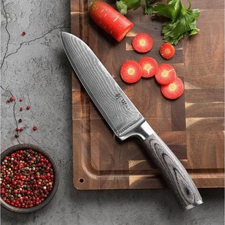 Wakoli Messer-Set EDIS 6er Damastmesser-Set I Küchenmesser Kochmesser I 8-20 cm Klingen (Damastmesser mit Geschenkbox, 6-tlg, 6er Damastmesser-Set), aus 67 Lagen Damaststahl, VG-10 Stahlkern