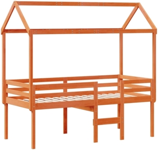 vidaXL Hochbett mit Dach Wachsbraun 80x200 cm Massivholz Kiefer 3282137
