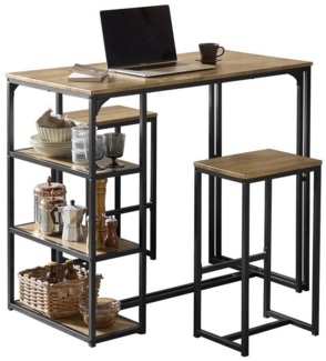 SoBuy Bartisch OGT43, 3-teilig Bartisch mit Stühlen Esstisch Stehtisch mit 3 Ablagefläche