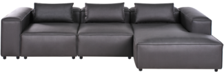Modul Ecksofa 4-Sitzer BRANDE Kunstleder Schwarz linksseitig
