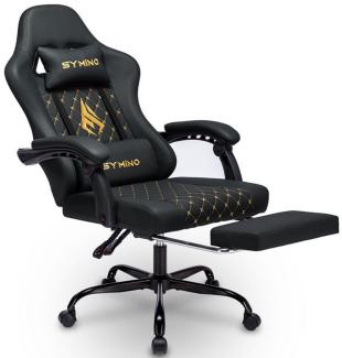 symino Gaming-Stuhl Ergonomischer PC Stuhl aus PU-Leder,200 kg Belastbarkeit, mit Fußstütze, Kopfstütze