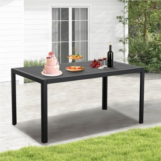 MeXo Esstisch Gartentisch für 4-6 Personen (Bistrotisch, Terassentisch, 1-St, 140 x 80 x 70 cm), Polywood Tischplatte, Aluminium-Rahmen, wetterfest