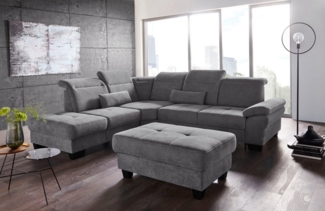 Places of Style Ecksofa Cornwall L-Form, incl. Sitztiefenverstellung, mit Bettfunktion und Kopfteilverstellung