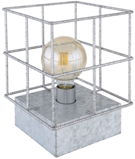 Tischleuchte, quadratisch, Käfig aus Betonstahl-Gitter