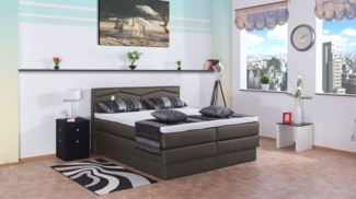 Meisterbetten Boxspringbett Fabi 100x200 in KL-Elephant, Matratzenbezug Nano, Ergoflex-Topper