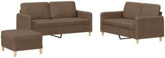 vidaXL 3-tlg. Sofagarnitur mit Kissen Braun Stoff 3202097