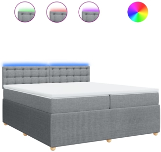 vidaXL Boxspringbett mit Matratze Hellgrau 200x200 cm Stoff 3289877