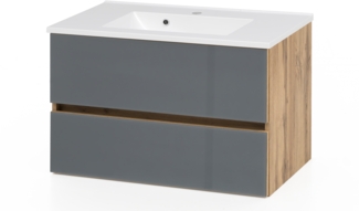 Waschtisch-Set >Oulu< in Glas Grau - 80x54x47cm (BxHxT)