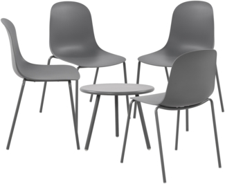 CLP 4er Sitzgruppe Berdin Set 1 Tisch 4 Stapelstühle wetterfest UV-beständig,dunkelgrau