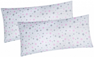 Heubergshop Kissenbezug, (2 Stück), 2er Set 40x80cm Sterne 100% Baumwolle Kissenhülle Kinder (640/2-40x80)