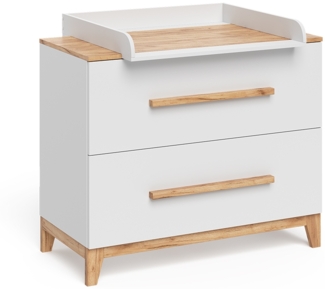 Wickelkommode Malia Weiß/Artisan 108 x 98 cm mit 2 Schubladen Vitalispa