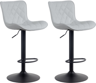 CLP 2er Set Barhocker Emma höhenverstellbar und 360 drehbar,grau Kunstleder