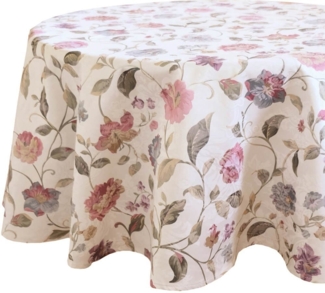 matches21 HOME & HOBBY Tischdecke Tischdecke DANJA florales Muster Landhaus Polyester rund Ø 130 cm (1-tlg), Pflegeleicht & waschbar bei 30 °C