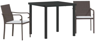 vidaXL Garten Essgruppe 3 pcs Braun Poly Rattan 3379044