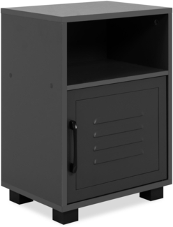 Nachtkommode >Porto< in dunkelgrau, Holzwerkstoff, Metall - 38,5 x 54 x 29 cm (BxHxT)