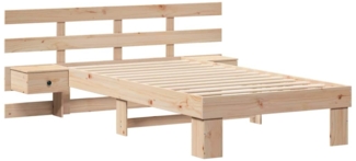 vidaXL Bettrahmen mit Kopfteil Braun 90 x 190 cm Massives Kiefernholz 872716