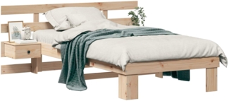 vidaXL Bettrahmen mit Kopfteil Braun 90 x 190 cm Massives Kiefernholz 872716