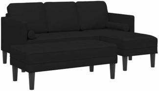 vidaXL 2-teiliges Sofa Set mit Kissen aus schwarzem Stoff 3329254
