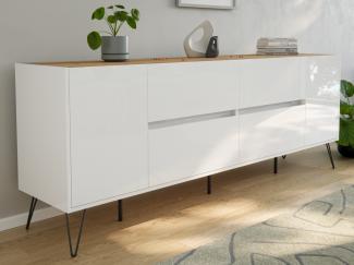 Magnolia Home 'Heros' Sideboard mit SoftClose, Holz weiß / natur, 72 x 42 x 199 cm