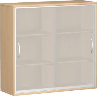 Schiebetürenschrank mit satinierten Glas-Schiebetüren, 120x42x115cm, Buche