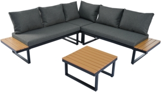 Merax Garten-Freizeitset mit Sofagarnitur und Couchtisch, Grau / Schwarz