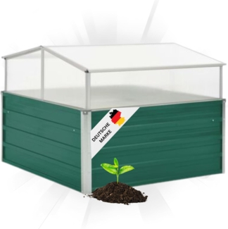 DELUKE® Garten Gewächshaus klein LINA grün Stahl HxBxT 77 x 100 x 100 cm Treibhaus Tomatenhaus Frühbeet Pflanzenhaus Hochbeet