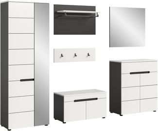 Garderoben-Set >Canu< in Basalt Grau / Weiß - 255x190x37cm (BxHxT)