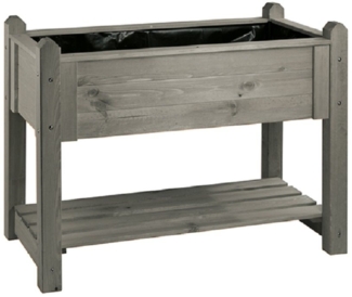 Hochbeet Premium mit Rollen aus Kiefernholz, Vintage-Grau