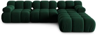 Micadoni Modulares Sofa Bellis 4-Sitzer mit flachem Modul Samtstoff Flaschengrün