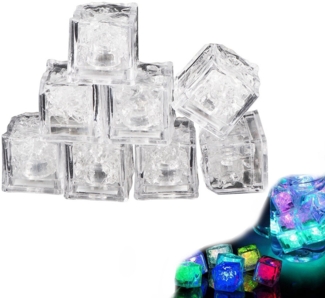 BlingBin LED Würfel 12x LED Eiswürfelschale für Getränke Eiswürfel Flüssigkeitssensor, Fügen Sie den Getränken Ihrer Gäste Eiswürfel hinzu, LED fest integriert, Farbiges Blinken, Sicheres Material,Sensordesign,Romantische Atmosphäre