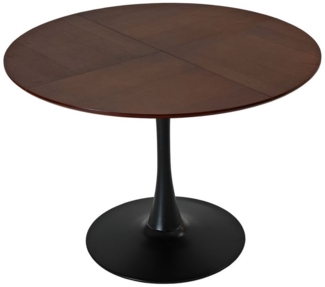 REDOM Esstisch Runder Esstisch aus MDF mit Metallbeinen (mit vierteiliger Patchwork-Tischplatte in Eichenholzoptik, Tischplatte mit Massivholzmaserung, Metallgestell, robuste Metallbeine, für Wohnzimmer, Küche und kleine Familien), 120 cm