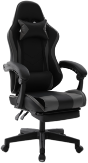 Delman Bürostuhl Gaming Stuhl Gaming Sessel Ergonomischer Gamer Stuhl mit Fußstütze Kopfstütze Gaming Chair 0060 Grau