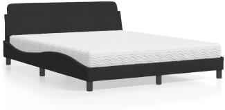 vidaXL Bett mit Matratze Schwarz 160x200 cm Samt 3208433