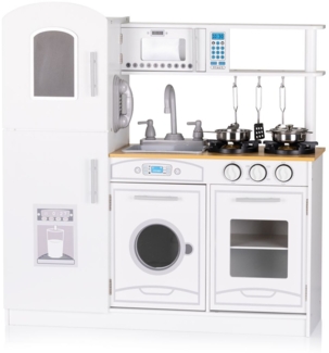 Chipolino Holz-Kinderküche 85,5 cm, Spülbecken Kochutensilien Licht Sound weiß