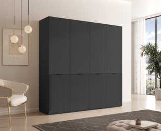 MOEBLO Drehtürenschrank MINEWRA NOVA 200 (4 türig Schrank Garderobe, Schlafzimmer, Drehtürenschrank, Falttürenschrank, Schrank mit Einlegeböden und Kleiderstange) (BxHxT): 202 x 200 x 51 cm