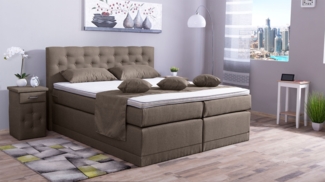 Meisterbetten Boxspringbett Babo 100x220 in WT-Papyrus, Matratzenbezug Nano, Komfortschaum-Topper
