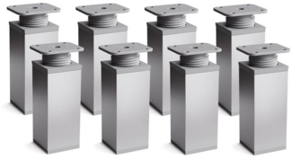 sossai® Möbelfuß Design-Möbelfüße, 4er & 8er Set, höhenverstellbar MFV1, Farbe: Alumin, (8-St), Farbe: Aluminium