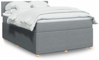 vidaXL Boxspringbett mit Matratze Hellgrau 140x190 cm Stoff 3289744