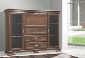 Highboard "Kora" Vitrinenschrank 158cm 3-türig mit 3 Schubladen samoa King rustikal