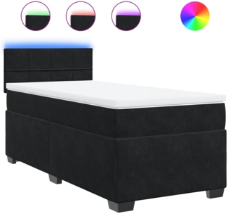 vidaXL Boxspringbett mit Matratze Schwarz 90x190 cm Samt 3288500