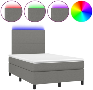 vidaXL Boxspringbett mit Matratze & LED Stoff Dunkelgrau 120x200 cm, Härtegrad: H2 [3134702]