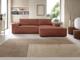Vente-unique - Ecksofa mit Schlaffunktion - Ecke rechts - Cord - Rosa - AMELIA