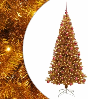 vidaXL Weihnachtsbaum mit 300 LEDs mit Ständer Gold 180 cm Haustier 3396625